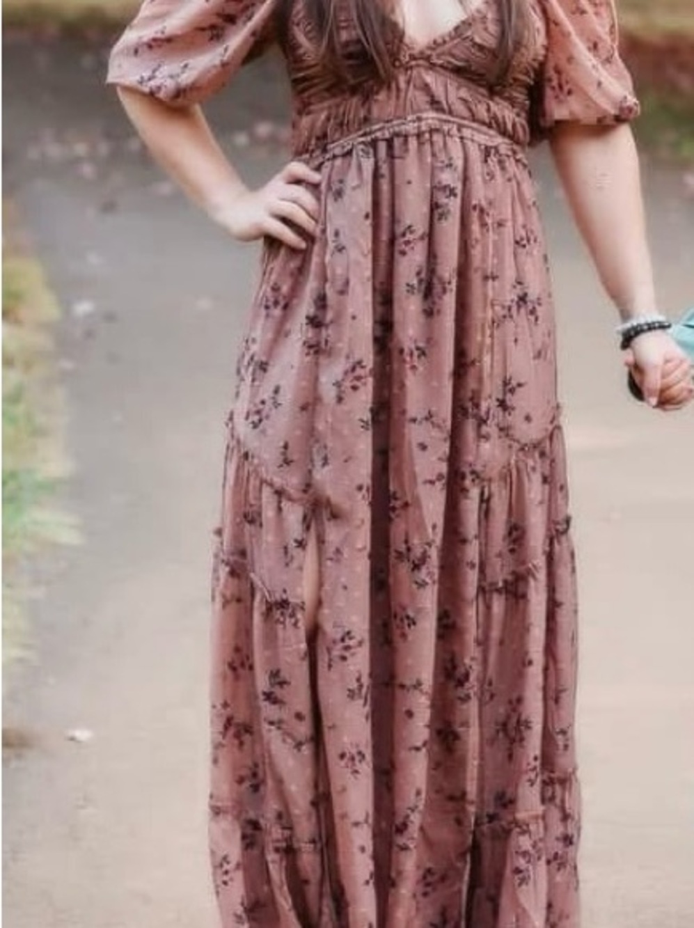 Storia Mauve Floral Tiered Maxi Dress